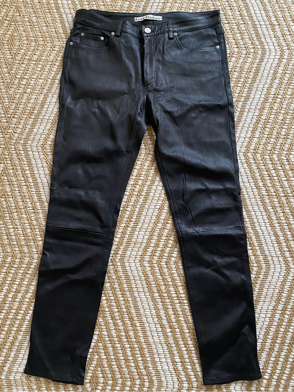 Acne Black Lambskin Leather Jeans